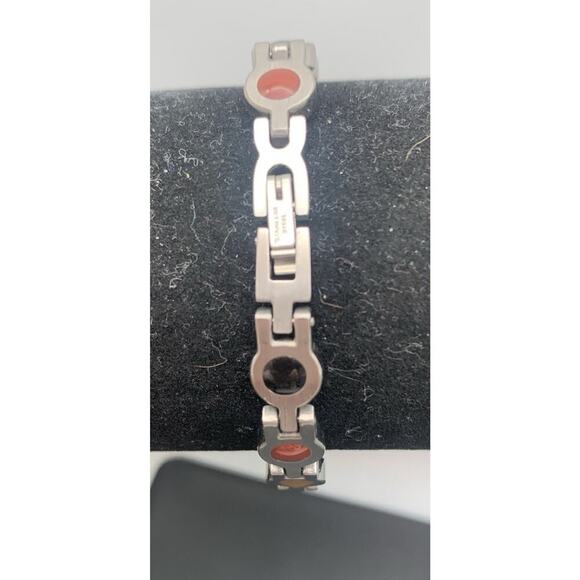 Stainless Steel Reversible Clear Rhinestone Colored Stone Tennis Style Bracelet - Picture 5 of 7